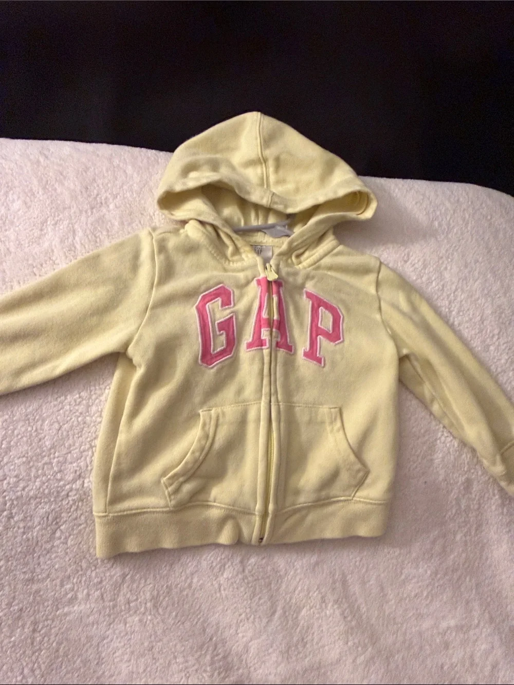 GAP Girls Yellow Hooded Zip Sweatshirt with Pink Logo